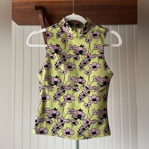 Zara Floral Sleeveless Top - Mauve and Green